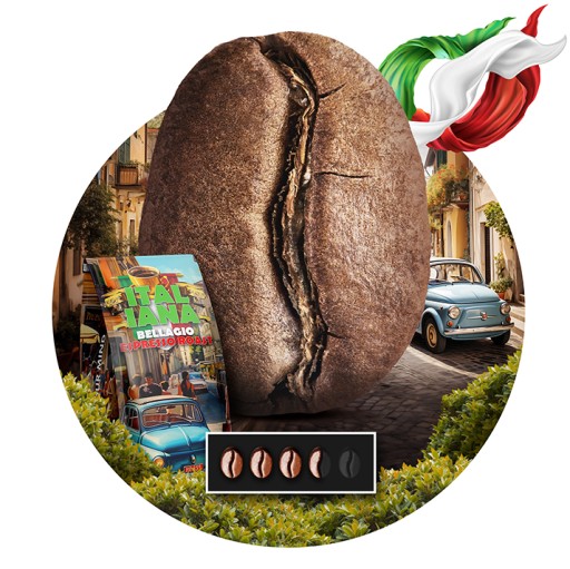 Kawa ziarnista 1kg ITALIANA BELLAGIO ROAST -Świeżo palona BLUE ORCA +GRATIS - obrazek 2