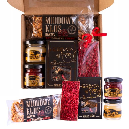 ZESTAW ŚWIĄTECZNY HERBATA CZEKOLADA MIÓD UPOMINEK PREZENT MIKOŁAJKI ŚWIĘTA